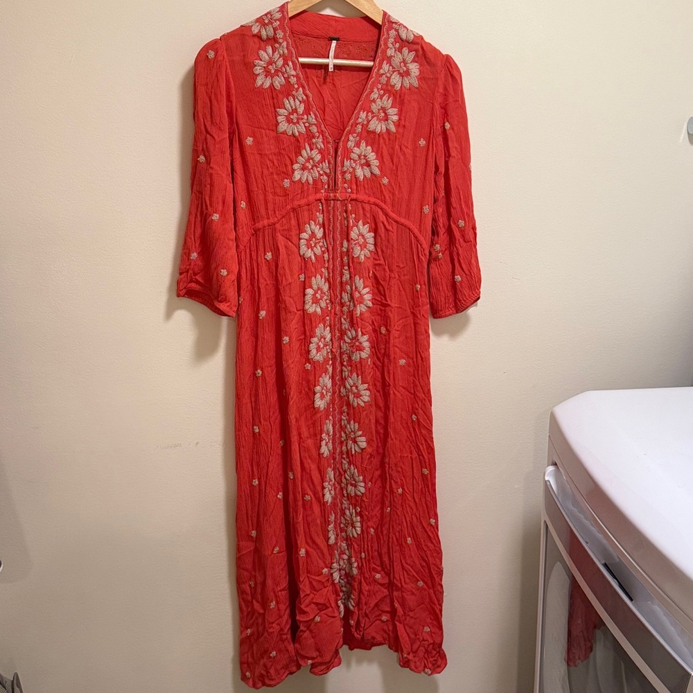 Free People Embroidered Fable Midi Dress